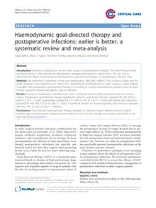 Haemodynamic goal-directed therapy and postoperative infections: earlier is better. a systematic review and meta-analysis