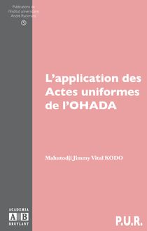 L application des actes uniformes de l OHADA