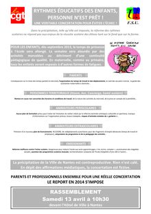 Affiche Appel FSU 44-UL CGT Nantes  Rythmes éducatifs (13 avril 2013)