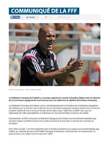 Communiqué FFF - Soutien à Zinedine Zidane