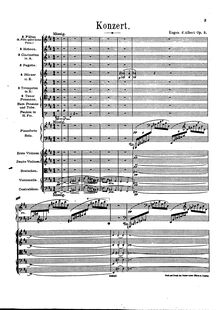 Partition complète, Piano Concerto No.1, Op.2, Albert, Eugen d 