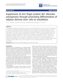Suppression of zinc finger protein 467 alleviates osteoporosis through promoting differentiation of adipose derived stem cells to osteoblasts