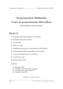 Programmation Multimédia Cours de programmation DirectShow