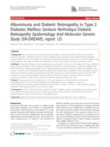 Albuminuria and Diabetic Retinopathy in Type 2 Diabetes Mellitus Sankara Nethralaya Diabetic Retinopathy Epidemiology And Molecular Genetic Study (SN-DREAMS, report 12)