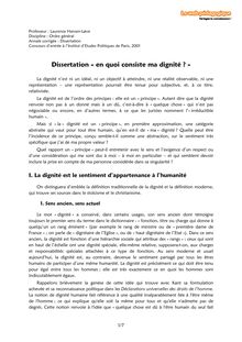 Prépa Sciences Po – Philo – Annale corrigée – Dissertation – La dignité – IEP Paris 2001