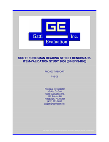 SCOTT FORESMAN READING STREET BENCHMARK ITEM-VALIDATION STUDY ...