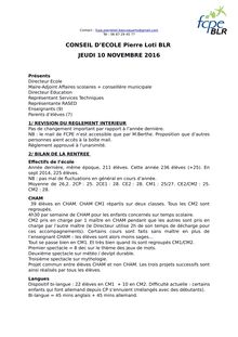 Conseil d école Pierre Loti - Novembre 2016