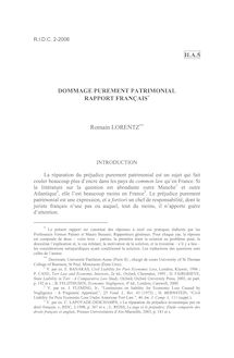 Dommage purement patrimonial, rapport français  - article ; n°2 ; vol.58, pg 393-407