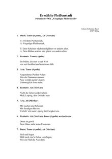 Partition complète, Erwählte Pleissenstadt, BWV 216a, C major, Bach, Johann Sebastian