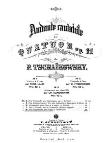Partition de piano, corde quatuor No.1, D major, Tchaikovsky, Pyotr par Pyotr Tchaikovsky