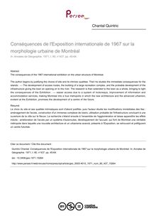 Conséquences de l Exposition internationale de 1967 sur la morphologie urbaine de Montréal - article ; n°437 ; vol.80, pg 45-64
