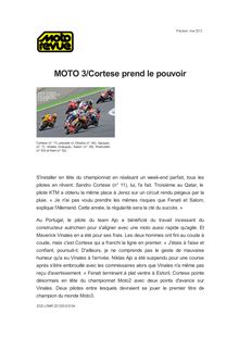 MOTO 3/Cortese prend le pouvoir