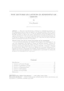 FIVE LECTURES ON LATTICES IN SEMISIMPLE LIE GROUPS