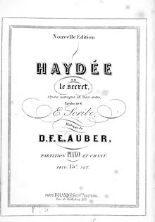 Partition complète, Haydée, ou Le secret, Opéra comique en trois actes