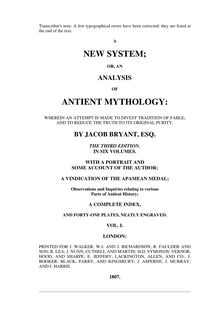 A New System; or, an Analysis of Antient Mythology. Volume I.