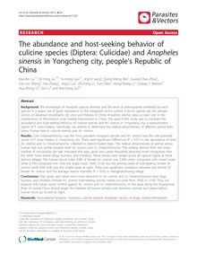 The abundance and host-seeking behavior of culicine species (Diptera: Culicidae) and Anopheles sinensisin Yongcheng city, people s Republic of China