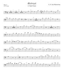 Partition viole de basse 1, basse clef, 3 madrigaux, Palestrina, Giovanni Pierluigi da