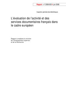 L évaluation de l activité et des services documentaires français dans  le cadre européen