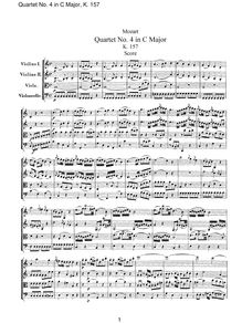 Partition complète, corde quatuor No.4, C major, Mozart, Wolfgang Amadeus par Wolfgang Amadeus Mozart