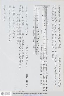 Partition complète et parties, Sinfonia en D major, GWV 536