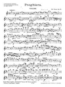 Partition de violon, Preghiera, Prayer, D minor, Snoer, Johannes