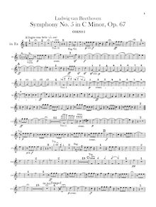 Partition cor 1 (E♭, C), 1 (transposed F), 2 (E♭, C), 2 (transposed F), Symphony No.5, Op.67
