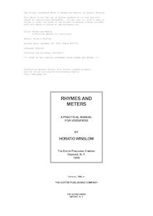 Rhymes and Meters - A Practical Manual for Versifiers