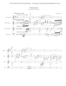 Partition clarinette et partition de piano - incomplete, Variations pour clarinette et petit orchestre en C major