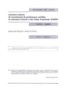 Traduction 2005 CAPES de langues vivantes (Anglais) CAPES (Externe)