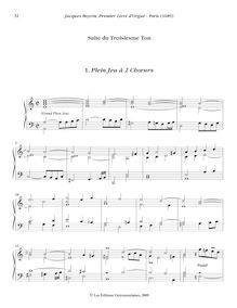 Partition , Plein Jeu à 2 Chœurs, Oeuvres complètes d orgue, Boyvin, Jacques par Jacques Boyvin