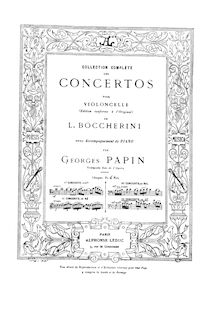 Partition de piano et partition de violoncelle, violoncelle Concerto No.8 en C Major, G.481