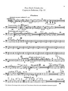Partition timbales, Percussion(carillon, Trambourine, Triangle, basse tambour, Cymbal), italien Capriccio, Op.45