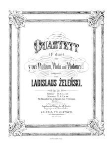 Partition violon 1, corde quatuor No.1, Op.28, F major, Żeleński, Władysław