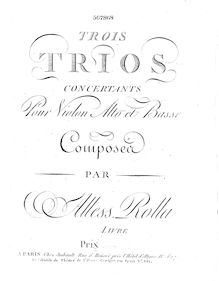 Partition violoncelle, 3 Concertant corde Trios, Rolla, Alessandro