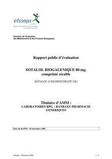 Sotalol biogalénique 80 mg, comprimé sécable