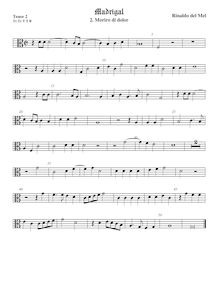 Partition ténor viole de gambe 2, alto clef, madrigaux pour 5 voix par  Rinaldo del Mel par Rinaldo del Mel