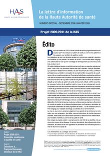 Projet 2009-2011 de la Haute Autorité de Santé - Lettre d information de la HAS - numéro spécial - Projet 2009-2011 de la HAS