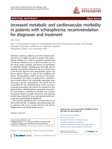 Increased metabolic and cardiovascular morbidity in patients with schizophrenia: recommendation for diagnoses and treatment