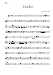Partition Canto, Canzon Quarta à , Due Bassi e Canto, Frescobaldi, Girolamo