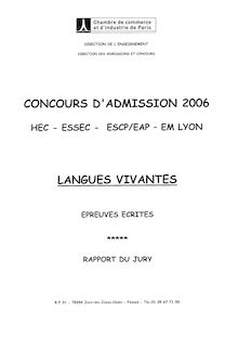 HEC 2006 concours Rapport de jury Langues Vivantes