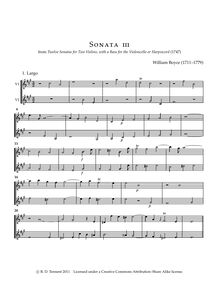 Partition violons 1, 2, 12 sonates pour 2 violons avec a basse pour pour violoncelle ou Harpsicord