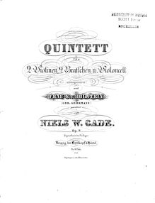 Partition violon 1, corde quintette, E minor, Gade, Niels