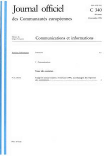 Journal officiel des Communautés européennes Communications et informations. C 340 39e année 12 novembre 1996
