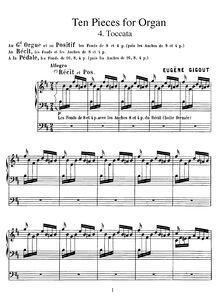 Partition I, Toccata, 10 pièces pour orgue, Gigout, Eugène