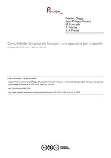 Compétitivité des produits français : une approche par la qualité - article ; n°1 ; vol.32, pg 125-144