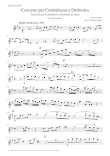 Partition clarinette 1 en B♭, Concerto pour Double-basse et orchestre