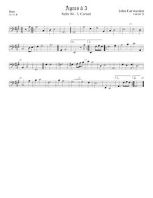 Partition viole de basse,  No.4 pour 3 violes de gambe, Carwarden, John par John Carwarden