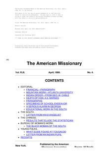 The American Missionary — Volume 42, No. 04, April, 1888
