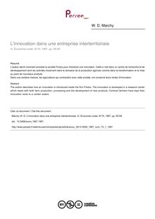 L innovation dans une entreprise interterritoriaie - article ; n°1 ; vol.74, pg 55-59