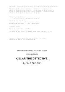 Oscar the Detective - Or, Dudie Dunne, The Exquisite Detective